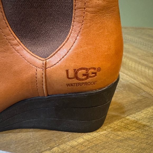 UGG Women’s Chestnut Dupre Leather Wedge Boots Size 7 - Picture 7 of 12